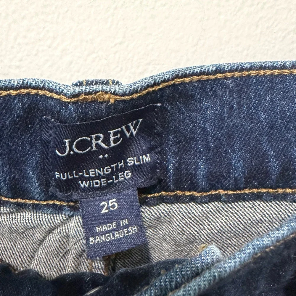 J.Crew Slim Wide-Leg Jeans Womens 25 Blue High Rise Patch Pocket Full Length